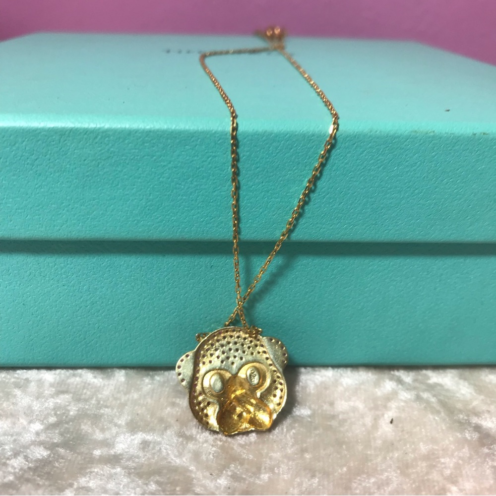 FREE Gabi Rielle Pink Rhinstones Sparkly Glam Cute Monkey Speak No Evil Necklace - Picture 8 of 9